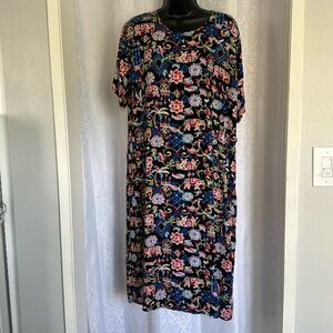 Elephant Print Shift Dress Sz: L
